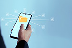 Mobiltelefon mit Akten Icon